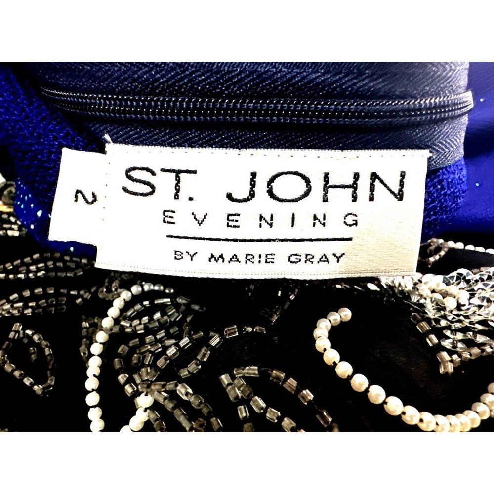 Vintage Dress by St John 2 Royal Purple Santana Knit Maxi Rhinestone Sparkle Gow - Picture 9 of 16